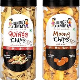 HUNGRY TUMMY Quinoa and Moong Chips Combo Pack, Achari Masala and Nut Khat Flavour, 150g Each, 2 Packs, Gluten-Free-image-90