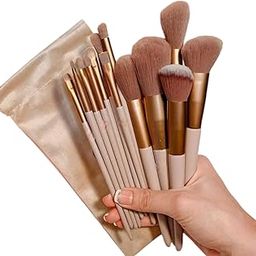 13-Piece Professional Brown Makeup Brush Set – Vegan Synthetic Bristles, Soft and Durable with Travel Pouch, Ideal for Blending, Contouring, and Highlighting – Perfect for Beginners and Experts.-2