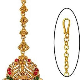 Traditional Gold-Plated Maang Tikka with Lakshmi Design | Bridal & Festive Hair Accessory 16185-image-51