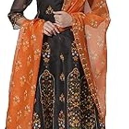 Black Floral Printed Flared Kota Kurta, Pants and Dupatta Set-9
