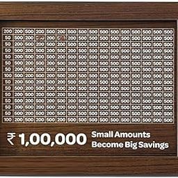 Lifera Wooden Money Saving Box, Rs. 1,00,000 Capacity, Small Amounts Tracker Design, Brown Easy to Handle.-7