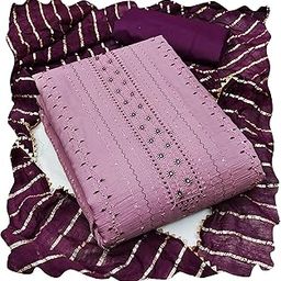 manvaa Women'S Light Purple Unstitched Heavy Multi Embrodiery, Sequence Work With Fancy Dupatta Parampara Cotton Dress Material (RNX571PRP)-picture-16