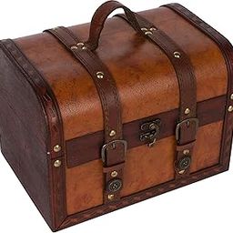 Trademark Innovations 10" Wood and Leather Decorative Chest-image-70