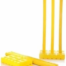 Big Cricket Stumps Includes 3 Stumps with Base, 2 Bails for Kids Cricket Kit-image-53