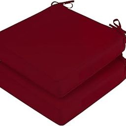 HOMELYSIAN Waterproof Outdoor Chair Cushions Set of 2, Square Outdoor Seat Cushions with Ties and Removable Covers, 19 x 19 Outdoor Cushions for Patio Furniture with Portable Handle(Burgundy)-image-9