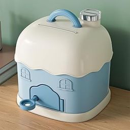 Cortina Modern Money Saving Bank with Coin Slot/Creative House Design Money Bank/Plastic Piggy Bank for Boys & Girls (Pack of 1), Blue-image-57