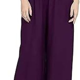 Women's Rayon Relaxed Fit Palazzo Pants with Full Length Pull On Closure and Elasticated Flexible Waist-image-43