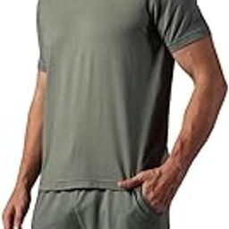 Men's Organic Bamboo Co-ord Set | Plain Solid T-Shirt & Shorts Combo | Soft Fabric | Regular Fit | Casual Wear for Lounge, Travel & Daily Use | Pack of 1 Set Granite Green-10