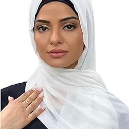 AN NISA - White Soft Chiffon/Georgette Blend Hijab/Scarf/Dupatta/Neck Wrap (Size - 180 * 70cm-image-95
