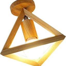 Club Bollywood®Nordic Led Ceiling Light E27 Base Wood Cage for Corridor Bathroom Hotel Triangle|Home & Garden | Chandeliers & Ceiling Fixtures|1 Piece Ceiling Lamp-image-30