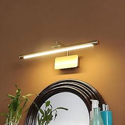 NAVAM CREATION® 12W Modern LED Wall Light | Adjustable Golden Finish Vanity Light | 3 Color Modes (White, Warm White, Natural) | Waterproof Mirror Lamp for Bathroom, Picture, Dressing Room & Makeup-image-2