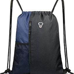 Drawstring Backpack Sports Gym Bag Large Size (18 Inch x 14 Inch) for Women & Men, Large Size With Two Zipper Pockets and Water Bottle Mesh Pocket.-17