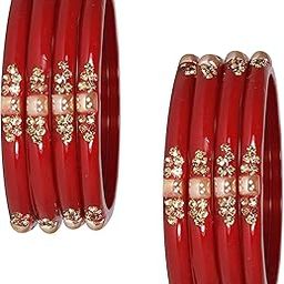 Glass with Zircon Gemstone Or Beads Studded worked Glossy Finished Kada Set For Women and Girls-image-4