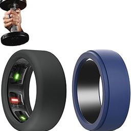 INOCEAN 2 Pcs Ring, Ring Cover, Smart Ring Protector Sleeve Accessories Silicone Ring Cover Working Out Accessories Men Women-M for 11 12 13 14(Blue+Black)-31