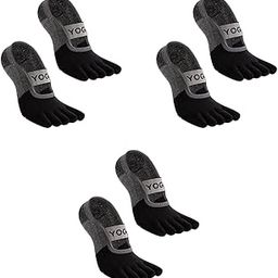 Proberos® 1 Pair Yoga Socks for Women Toesocks Breathable Cotton 5-Toe Cushioned Comfort Non-Slip Five Toe Pilates Barre Ballet Fitness 3PCS-image-42