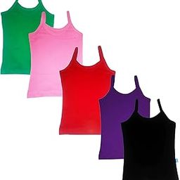 Fox World Girls Cotton Folding Strap Slip Camisole Pack of 5 (Multicolored)-image-53