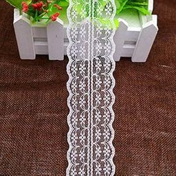Bhavya Enterprises Ribbon Lace Trimming Lace Edge for Dress Design Crafting Patchwork Sewing - White, 5 yards-image-99