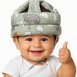 TULOO Baby Infant Toddler Helmet No Bump Safety Head Cushion Bumper Bonnet Adjustable Protective Multi Printed Cap Child Safety Headguard for Running Walking Crawling Safety Helmet (Green)-image-21