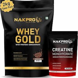 NAKPRO Gold 100% Whey Protein Concentrate with Creatine Monohydrate | Whey Protein 2 Kg, Chocolate + Creatine 250g, Unflavoured (Combo Pack)-24