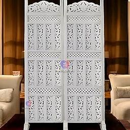 MiniMeDeskCo White Wooden Room Partition, Screen, Room Separator, or Room Divider for Living Room, Bedroom, Office, Restaurant, and Hallway (2 Panel 6 Feet with Stands)-image-93