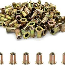 100PCS -Rivet Nuts, M5 Carbon Steel Metric Rivet Nut Assortment Kit, Flat Head Threaded Insert Nutserts Assort,for Automotive Furniture Decoration Electrical and Industrial Products (NUT-M5)-23