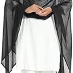 Chiffon Dupatta for Women, Scarf Wrap Chunni Casual Dupatta Pure Solid Nazneen Chiffon Dupatta With Pom Pom Lace Border-image-76