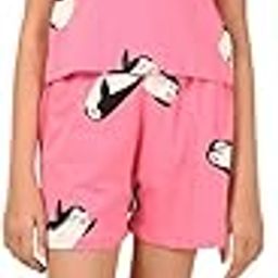 Girls 100% Cotton Half Sleeves Coord set with Shorts/Day wear Set/Nightwear Set-picture-51