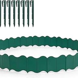 20 Pcs Landscape Edging No Dig, Lawn Gardens Fence Edgings, Garden Edging Border with 10 Ground Nails, Interlocking Landscaping Edging, for The Yard, Lawn Edging, Lawn Garden Flower Beds (Green)-image-66