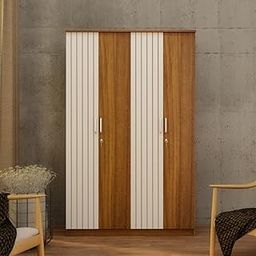 neuspace Tetra Engineered Wood 4-Door Wardrobe (Leon Teak Fluted, 4 Door)-image-40