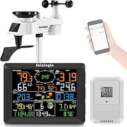 Sainlogic Home10-in-1 WiFi Smart Weather Station with Outdoor 7-in-1 Sensor, Internet Wireless Weather Station Remote Monitoring System, 8.3 Inch Color Display with Rain Gauge, Temperature-3