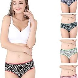 Women's Elastic Cotton Riza Small Hipster Panties at in High Waist with Full Coverage (Loose Pack of - 5 Prints May Vary)-picture-9