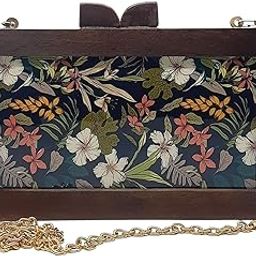 Women's Wooden Printed Ethnic Clutch Bag/Bridal Purse/Handbag_Crossbody Sling Bags Detachable Chain for Bridal,-image-63