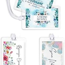 Yellow Nuts Personalized Travel Luggage Tags Pack of 3 School Bag Name Labels Suitcase Air Travel Travel Id for Kids Girls Boys-picture-36