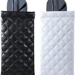 Glasses Case Squeeze Top Sunglasses Pouch Portable Soft PU Leather Eyeglass Cases Eyeglass Holder (2 Pack), black, One Size-image-38