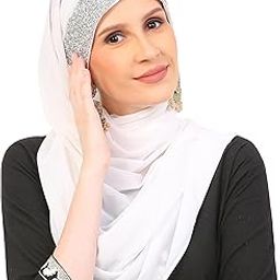 Daimond Emroidery Georgatte Febric HIJAB Luxury Bridal Hijab Scarf With Handwork Naqab Wear For Party And Any Occesion (Pack Of 1) Bridal Duppata/Bridal Scarf/Dupatta-image-31