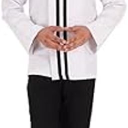 Professional Chef Coat with Mandarin Collar, Cotton Blend, Long Sleeves, Button Front, White with BLACK Piping, Regular Fit (IN, Alpha, XL, Regular, WHITE AND BLACK)-image-81