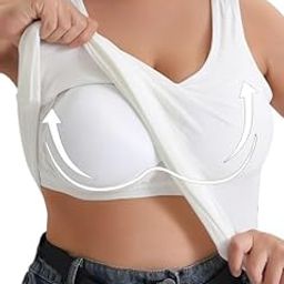 Tank Tops with Built in Bras Athletic Tank Tops for Women Ribbed Tank Top Fitness Workout Running Tops (S to 6XL) (in, Alpha, 4XL, Regular, White)-26