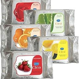 GINNI CLEA Cleansing & Makeup Remover Wipes - 5 Varieties (Rose, Lemon, Aloe Vera, Orange, Strawberry) | Gentle & Hydrating Face Wipes for All Skin Types | Pack of 5 (30 Wipes Per Pack)-22