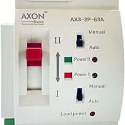 Axon Electric 2 pole mini ATS AX3-2P-63A Automatic Transfer Switch. 35mm DIN Mounting, with under/Over voltage detection and transfer,Contact rating 5A@ 230VAC,50Hz, Manual or Auto operations,-19