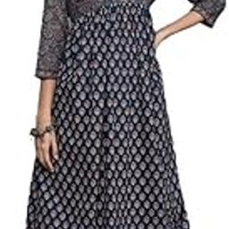 Women’s Blue & Maroon Bandez Printed Anarkali Kurta – Elegant Long Sleeve Traditional Dress, Indian Ethnic Wear for Women, Casual & Festive Attire-picture-18