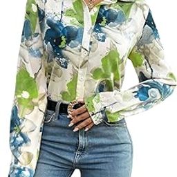 Women's Full Sleeve Floral Print Shirt | V-Neck Button Down Casual Blouse | Lightweight Fancy Western Top for Office, Party & Summer Wear-image-81