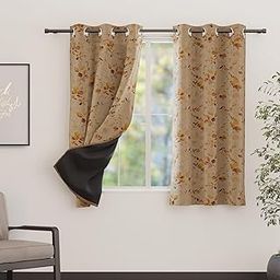 Encasa XO Room Darkening 100% Blackout Door Window Curtains (5 ft with Black Lining | Heavy 358 GSM Fabric Blocks Light | Noise Reduction & Thermal Insulation | L1 Gold, Set of 2-112x152 cm-image-19