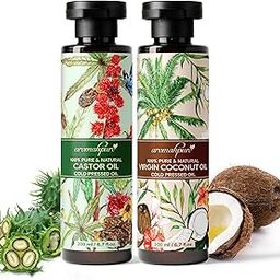 Aromahpure Coconut Oil & Castor Oil Combo - 200 Ml Each | Arandi Oil for Hair Growth | No Mineral Oil & Preservatives | Suitable for all Skin Type | Unisex |-image-19