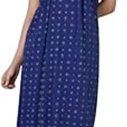 GownNglow Women's Soft Hosiery Cotton Maxi Round Neck Front Full Length Nightwear Night Gown Nighty Sleepwear for Ladies-image-91