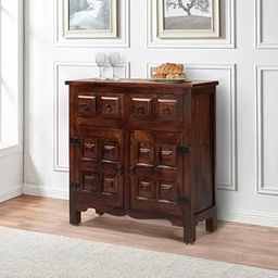 TGF Furniture Store Rustic Wooden Storage Cabinet – Dark Brown Finish, 2 Doors and 2 Drawers – Traditional Accent Cabinet for Living Room or Entryway-image-24