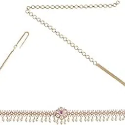 kushal's Fashion Jewellery Ruby Gold Polished Zircon Belt With Adjustable Chain Best for Festive Season & Special Occasion - 418332-picture-21