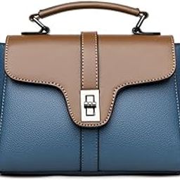 Ladies Crossbody Handbag, Two-Tone, Vegan leather Girl's sling purse with Top Handle, Twist Lock and Zipper closure-image-18