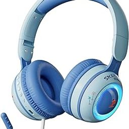 Kids Headphones with Microphone for School - Wireless Boy Girls Noise Cancelling Ear Protection Bluetooth Headphones Foldable Children Volume Limiting for iPad Kindle Airplane Travel Tablet-picture-3