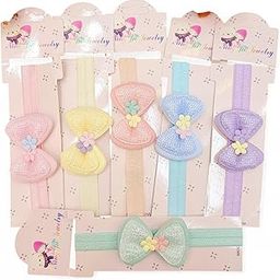 Baby Girls' Pastel Bow Headbands with Floral Accents(Pack of 6)-image-71