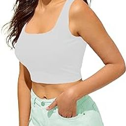 Women's Lycra Stretchable Sleeveless with Square Neck Basic Solid Regular Fit Latest Crop Top/Camisole for Women L378-image-5